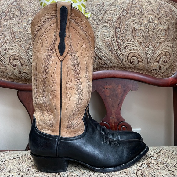 Larry Mahan Other - VTG Larry Mahan El Paso Brown Black Leather Western Cowboy Boots Pull On Size 8